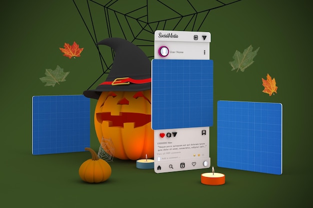 Maqueta de redes sociales de Halloween