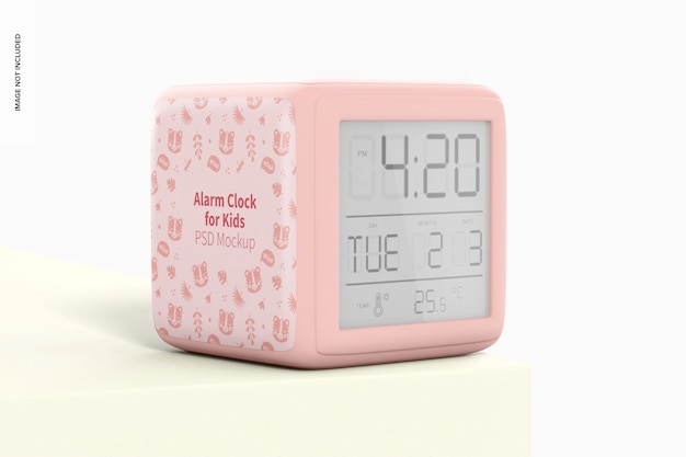 PSD maqueta de reloj despertador para niños, perspectiva