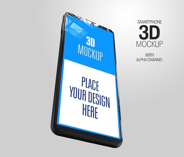 PSD maqueta de renderizado 3d de vista de smartphone