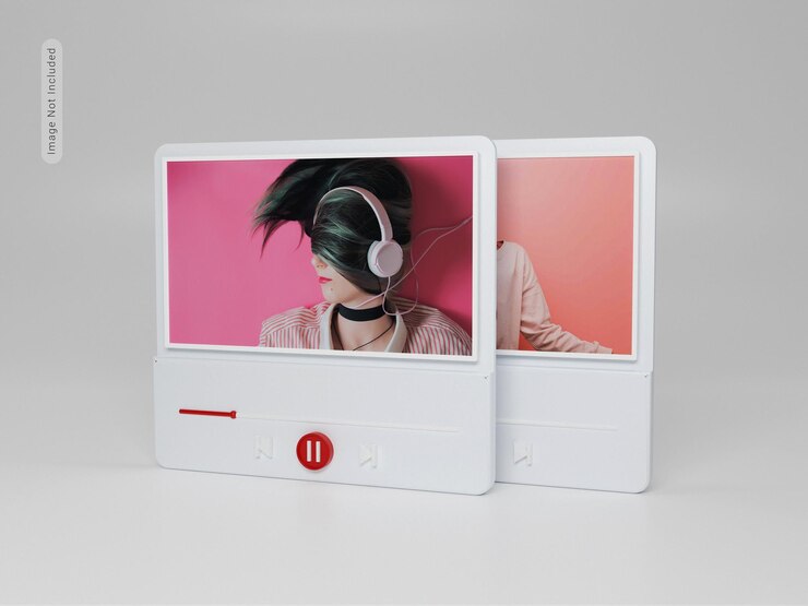 Maqueta de reproductor multimedia 3d de oro rosa