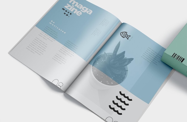 Maqueta de revista abierta premium