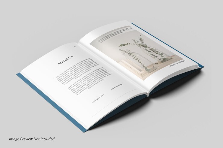 Maqueta de revista de libro abierto