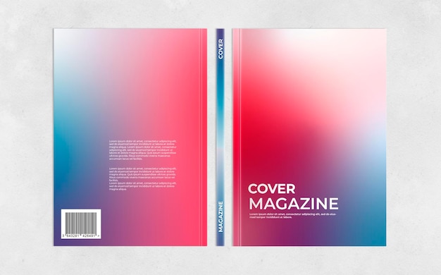 Maqueta de revista de portada de tres vistas