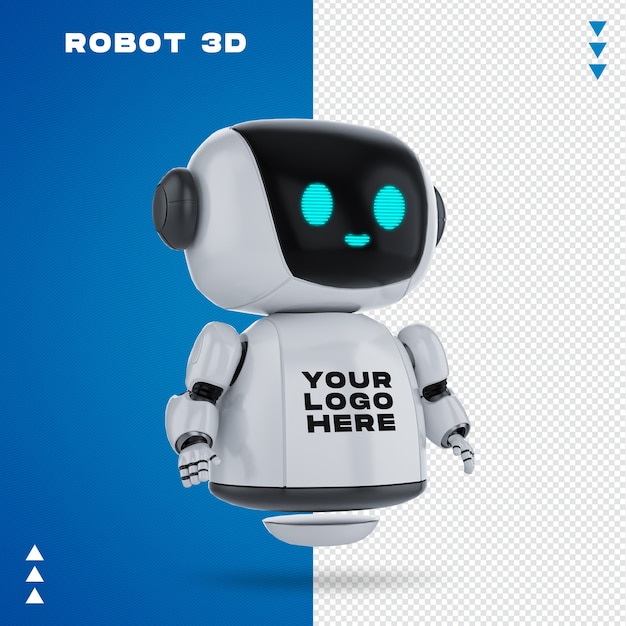 PSD maqueta de robot 3d en renderizado 3d aislado