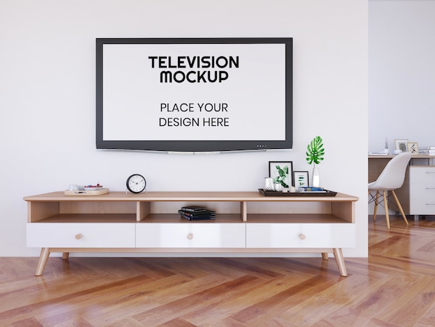 Maqueta de sala de estar interior y televisión
