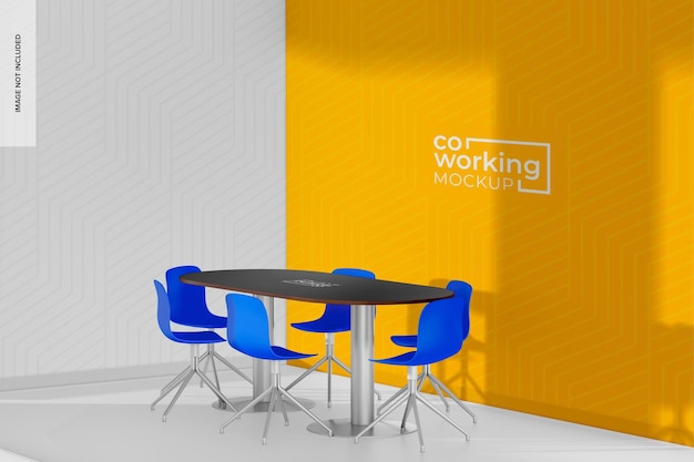 Maqueta de sala de reuniones de coworking