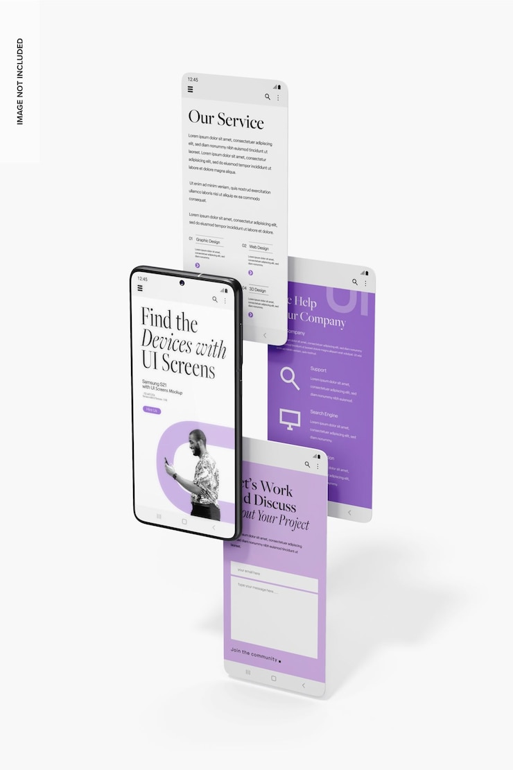 PSD maqueta de samsung s21 con pantallas ui, vista derecha
