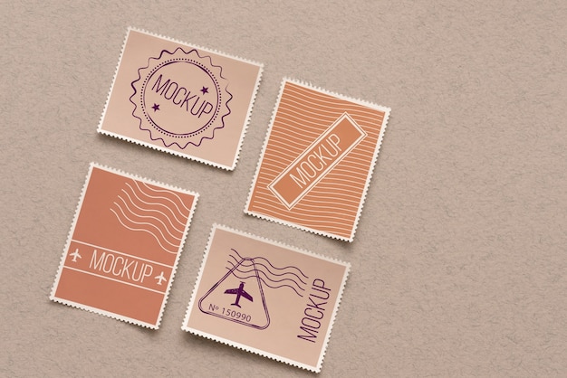 Maqueta de sello postal de vista superior