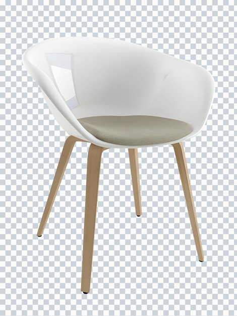 Maqueta de silla individual blanca y de madera. perspectiva. transparente. png representación 3d