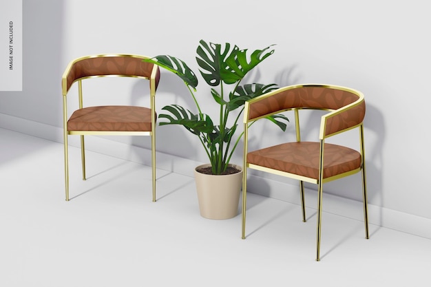 Maqueta de Silla con Respaldo Curvo y Patas Metálicas