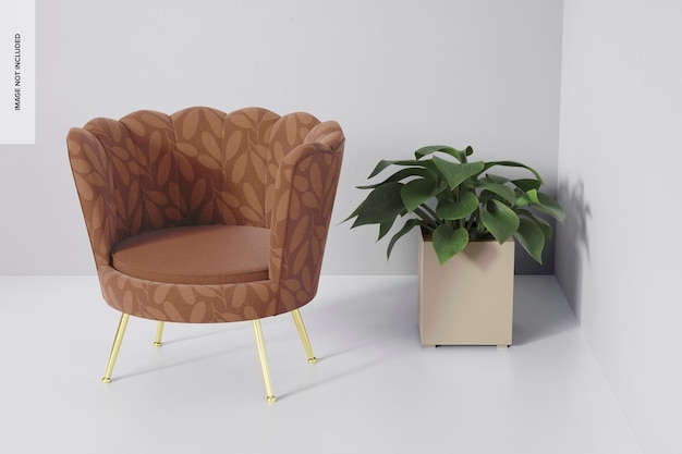 Maqueta de Silla de Tela con Patas Metálicas, Vista Izquierda