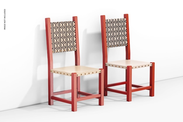 PSD maqueta de sillas artesanales de cuero, vista de la izquierda