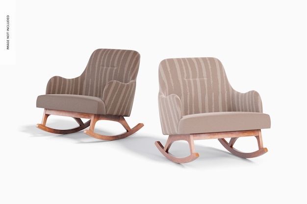 Maqueta de Sillones Mecedores de Tela, Vista Derecha e Izquierda