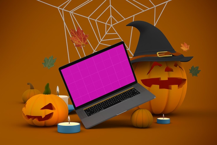 PSD maqueta de sitio web de halloween