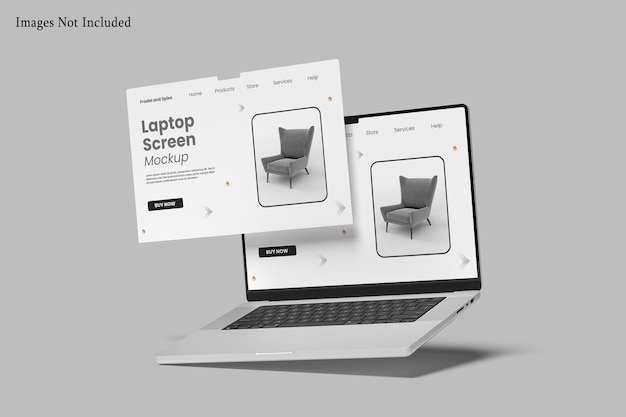 Maqueta de sitio web de pantalla de portátil realista