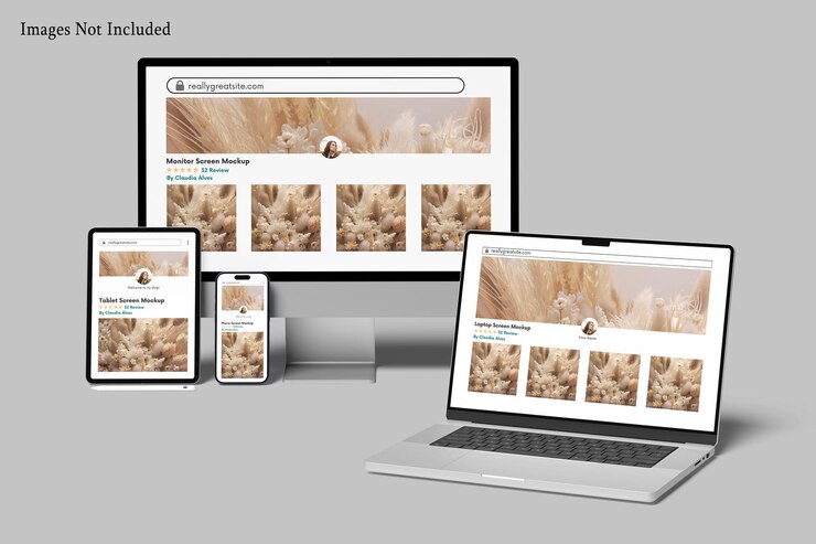 PSD maqueta de sitio web sensible para dispositivos múltiples