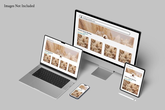 Maqueta de sitio web sensible para dispositivos múltiples
