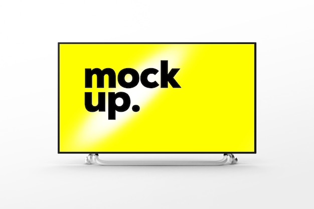 Maqueta de Smart TV con vista frontal de fondo en blanco