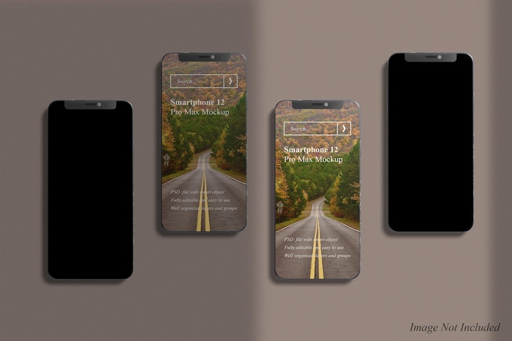PSD maqueta de smartphone 12 pro max con superposición de sombras