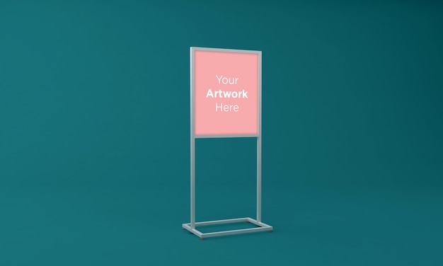 Maqueta de soporte de tablón de anuncios metálico renderizado en 3d