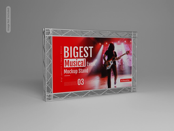 Maqueta de stand al aire libre de publicidad de eventos