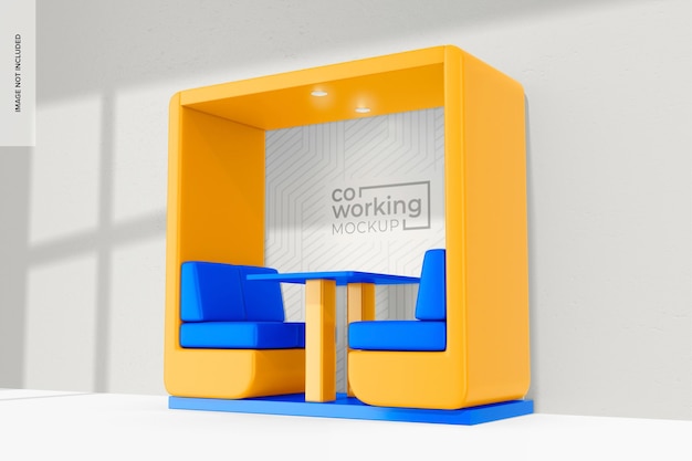 PSD maqueta de stand de coworking