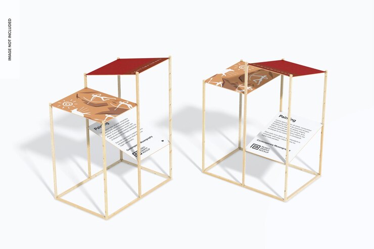 PSD maqueta de stands de tres niveles de museo