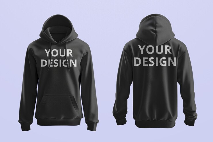 PSD maqueta de sudadera con capucha delantera y trasera