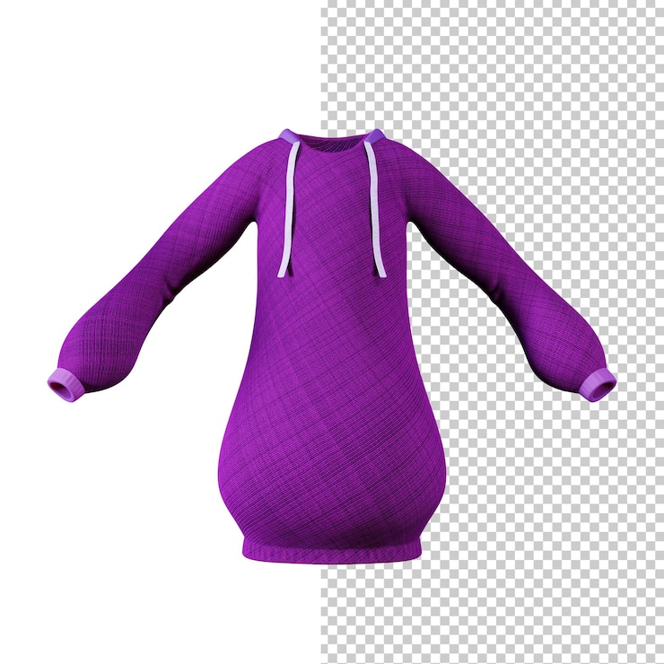 PSD maqueta de una sudadera con capucha morada aislada diseño de sudadera vacía vista frontal 3d render