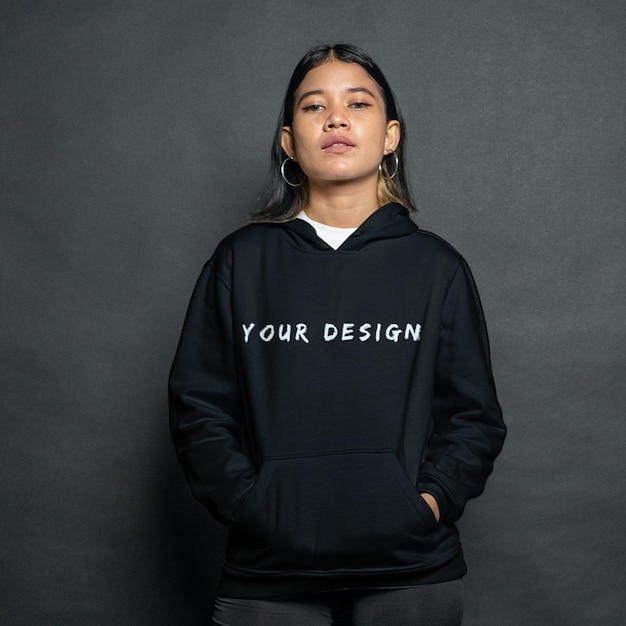 Maqueta de sudadera con capucha para mujer 3