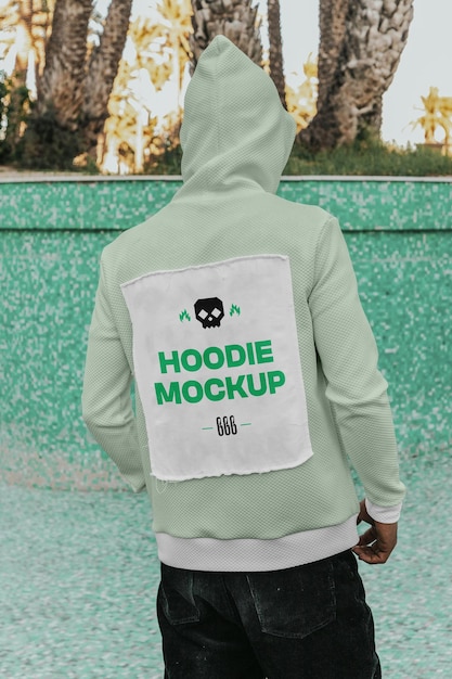 Maqueta de sudadera con capucha de vista posterior