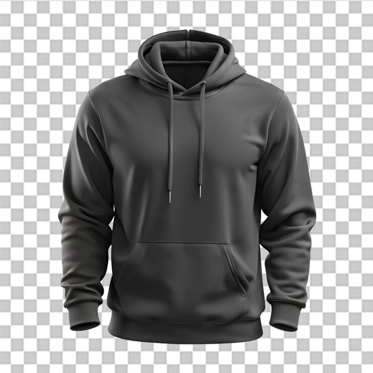PSD maqueta de sudadera negra en blanco aislada sobre un fondo transparente
