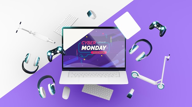 PSD maqueta de surtido de venta de cyber monday