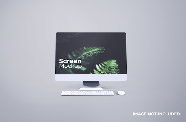Maqueta de tablero de arcilla blanca con teclado y mouse