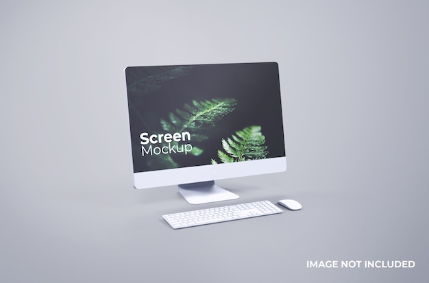Maqueta de tablero de arcilla blanca con teclado y mouse