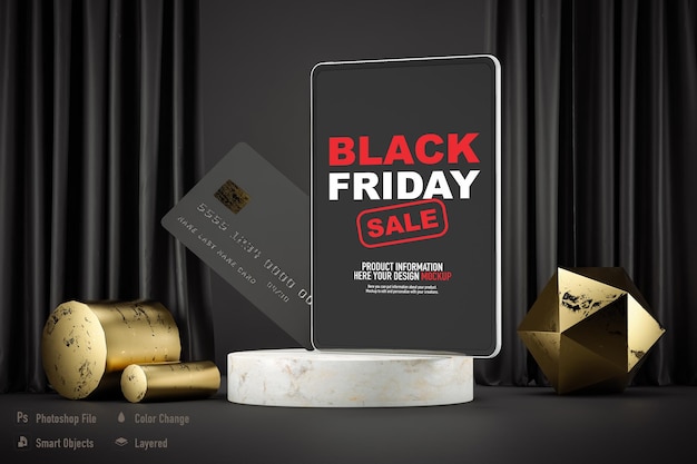 Maqueta de tableta aislada para Black Friday
