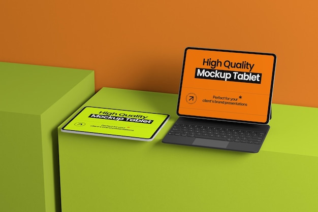 Maqueta de tableta PSD con color completamente editable