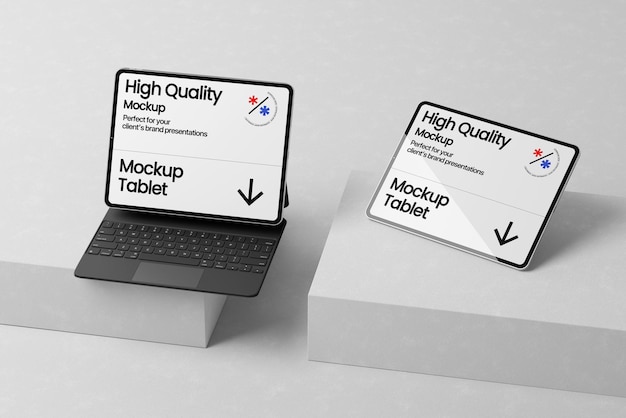Maqueta de tableta PSD con color de fondo totalmente editable