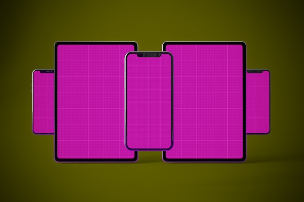 Maqueta de tabletas y móviles