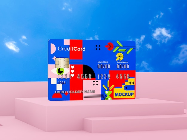 PSD maqueta de tarjeta de crédito levitando