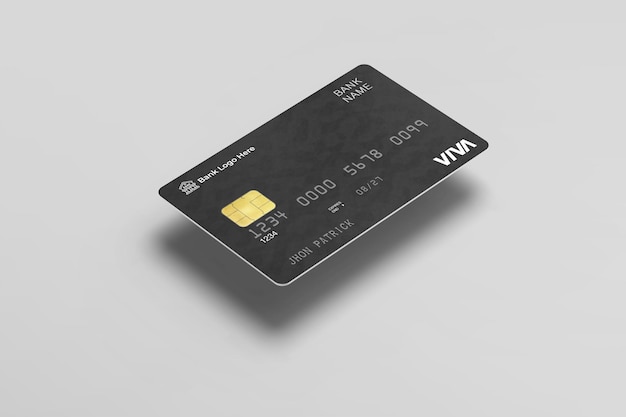 PSD maqueta de tarjeta de crédito de plástico limpia y moderna flotante