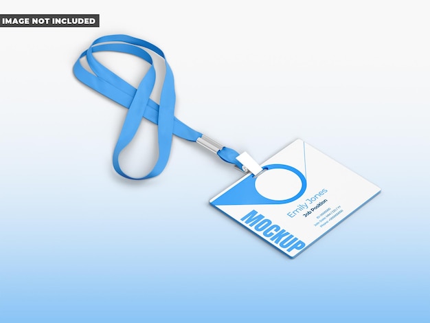 Maqueta de una tarjeta de identificación con un cordón azul