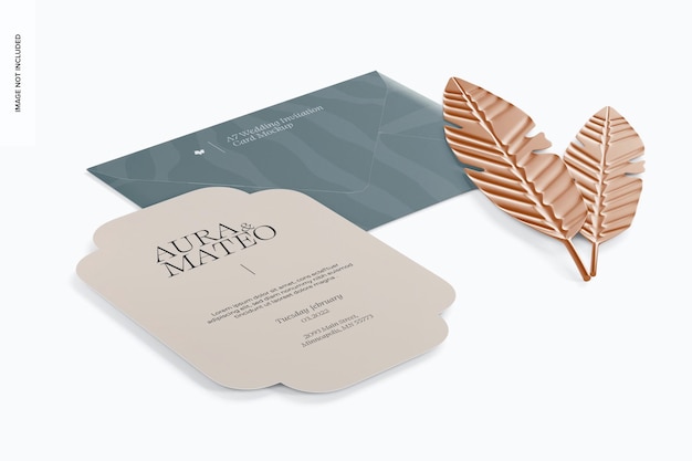 Maqueta de tarjeta de invitación de boda A7 Vista izquierda