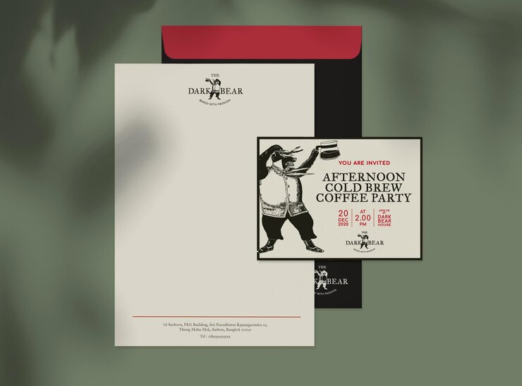 PSD maqueta de tarjeta de invitación de negocios psd con carta y sobre para diseño de identidad corporativa