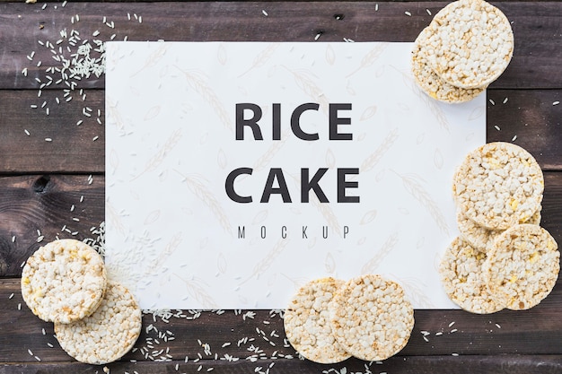PSD maqueta de tarjeta de pastel de arroz