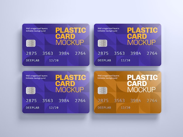 Maqueta de tarjeta de plástico con color de fondo editable