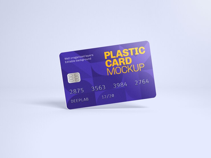 Maqueta de tarjeta de plástico con color de fondo editable