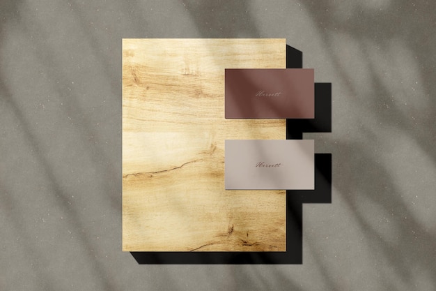 PSD maqueta de tarjeta de presentación con superposición de sombras