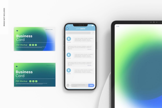 Maqueta de tarjeta de visita con dispositivos