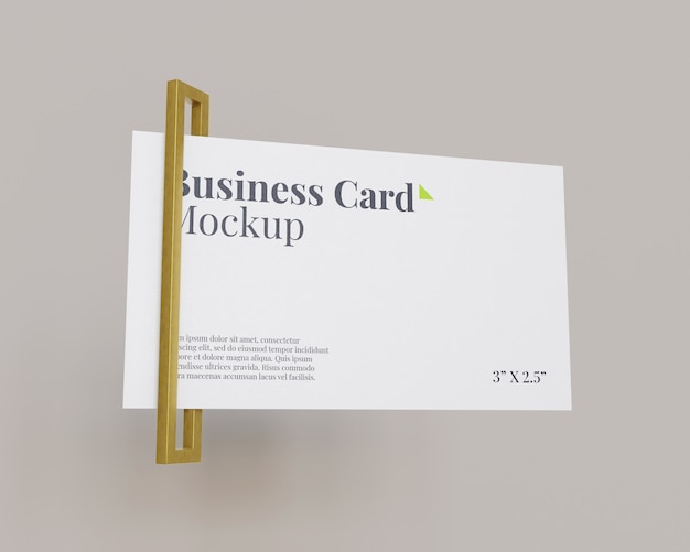 Maqueta de tarjeta de visita simple con anillo rectangular de oro